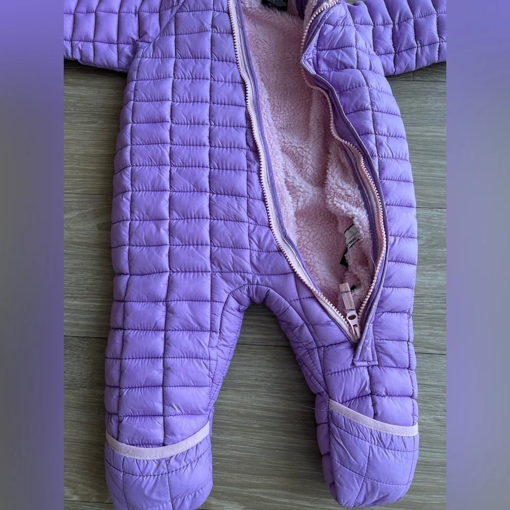SNOZU Infant Hooded Fleece Lined Quilted Snowsuit Pink Size 9-12M